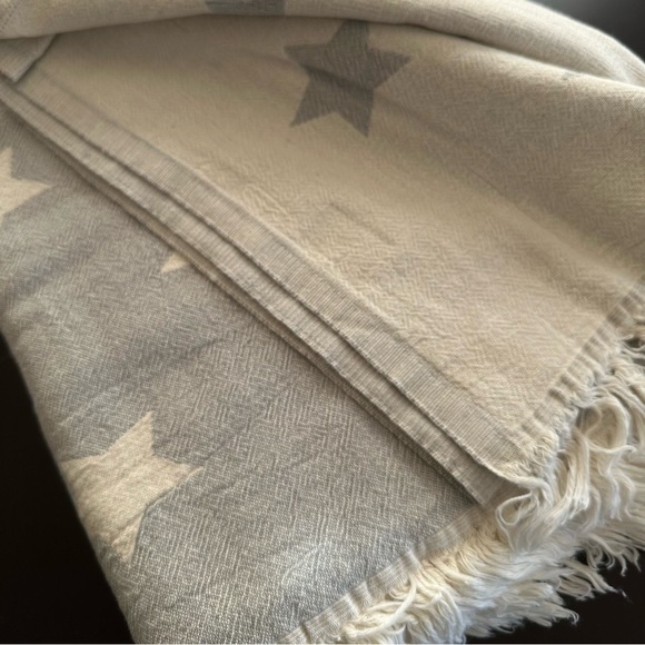 Star flat woven Turkish cotton light grey throw - Picture 5 of 5